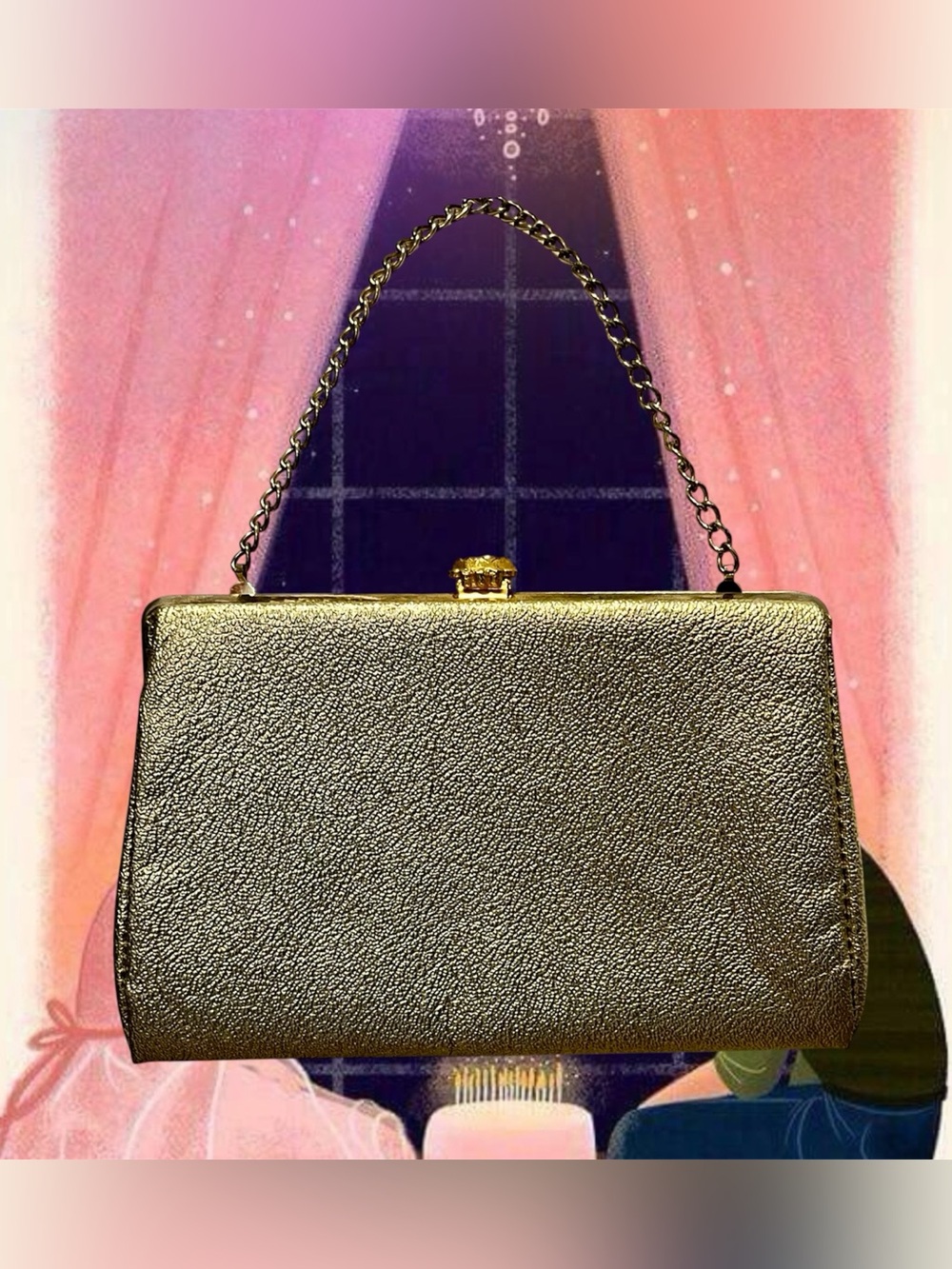 Vintage 80s Gold Clutch Purse